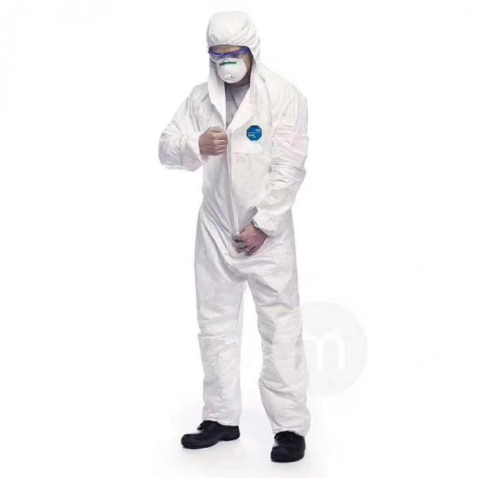 Tek kullanımlık tulum Hood koruyucu elbise fabrika hastane güvenlik giyim (beyaz, 175 / XL)