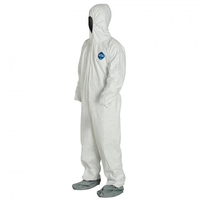 Tek kullanımlık tulum Hood koruyucu elbise fabrika hastane güvenlik giyim (beyaz, 175 / XL)